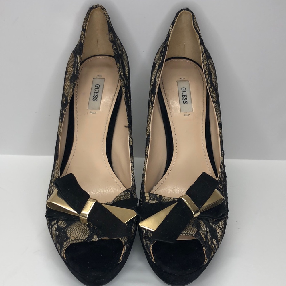 Guess Platform Stilettos Open Toe Size 9m Black &… - image 1
